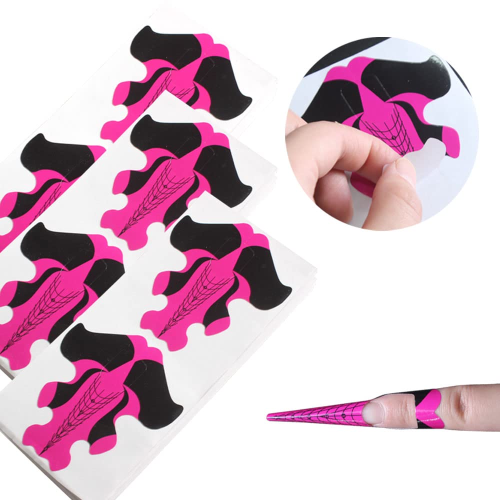 Yigo 100Pcs Nail Form Extension Sticker Self-Adhesive Nail Tips Guide, Gel Nail Stickers for Poly Gel/Extension/Acrylic Nail Molds Builder, Nail Art