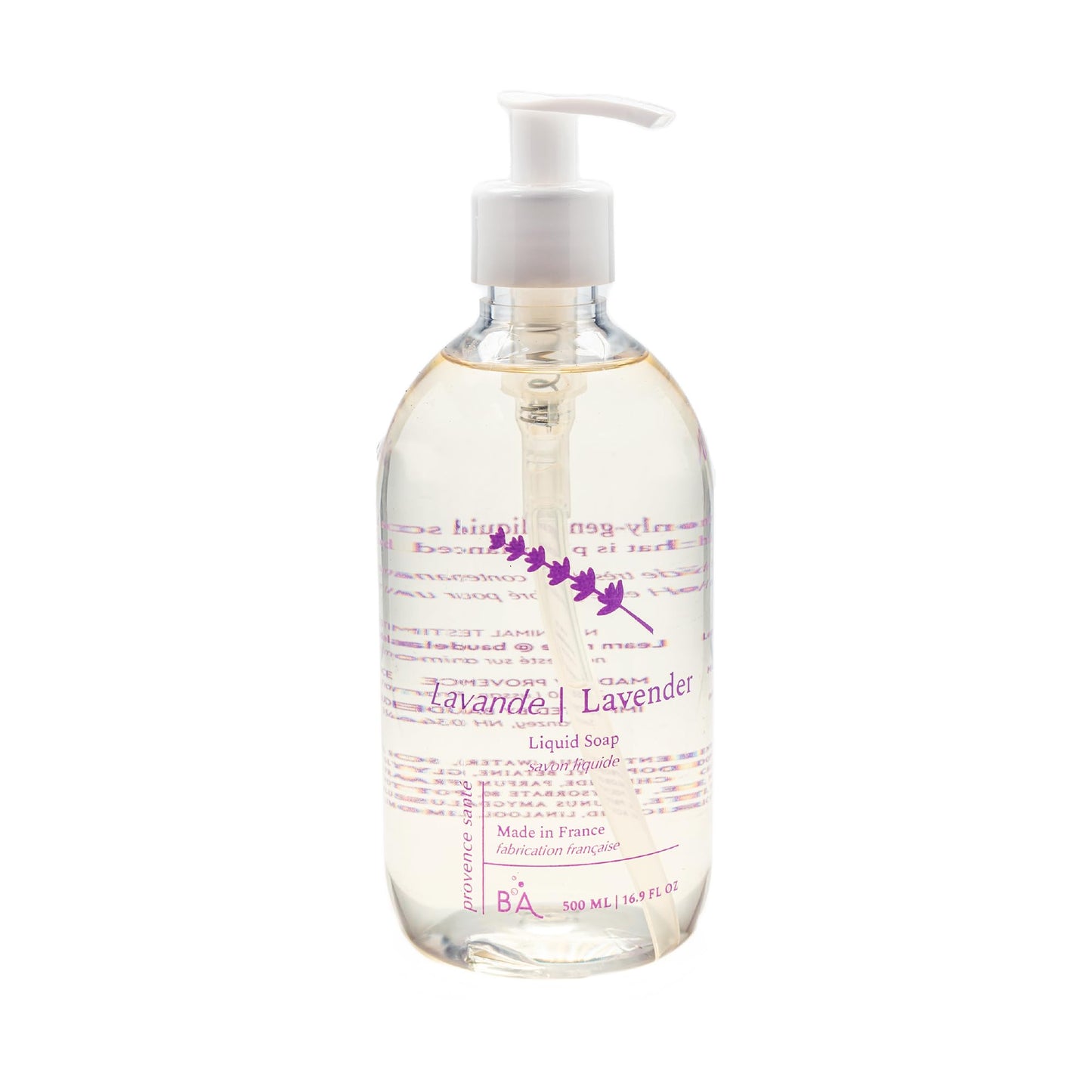 Provence Sante Natural Liquid Soap - Moisturizing Almond Oil Hand Soap with Calming Lavender Scent - Elegant Pump Dispenser for Kitchen & Bath (16.9