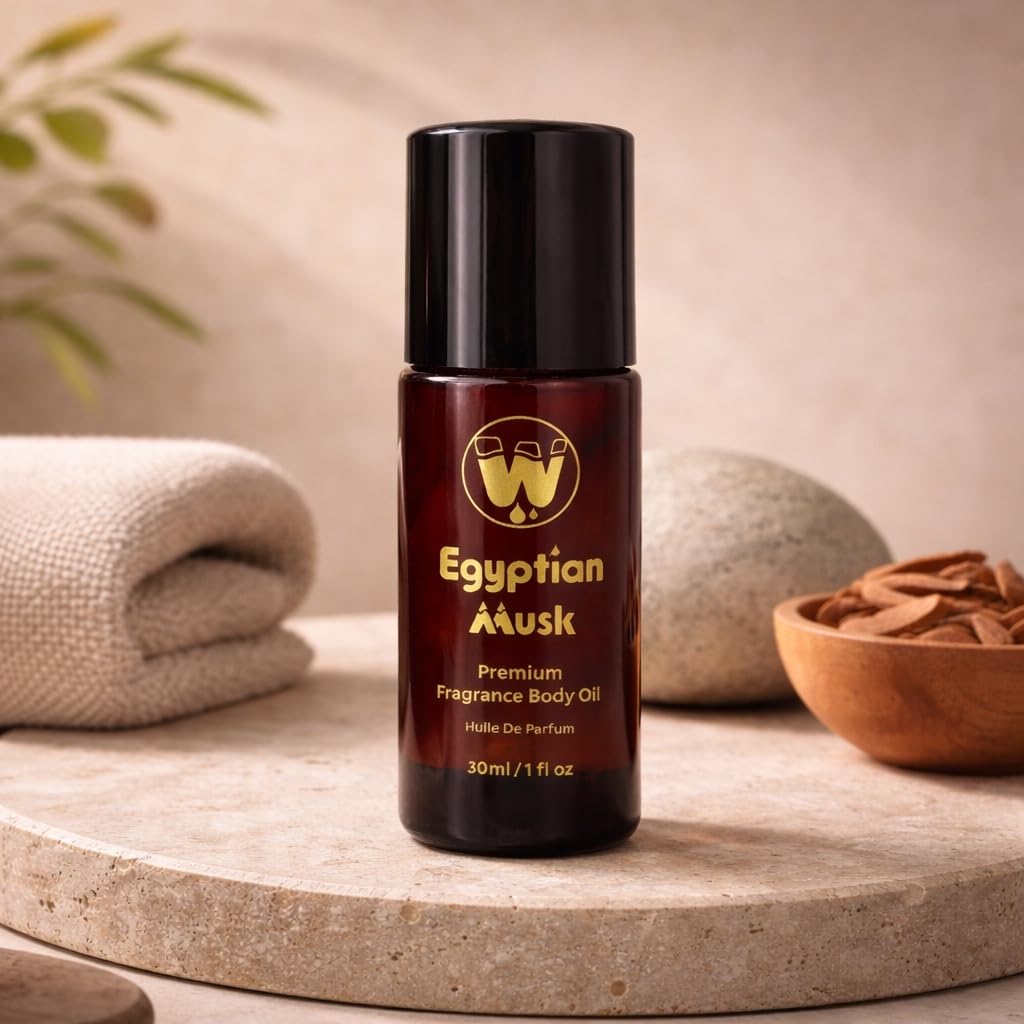 WagsMarket Egyptian Musk Oil, Choose from Roll On to 0.33oz - 4oz Glass Bottle, (1oz Roll On)