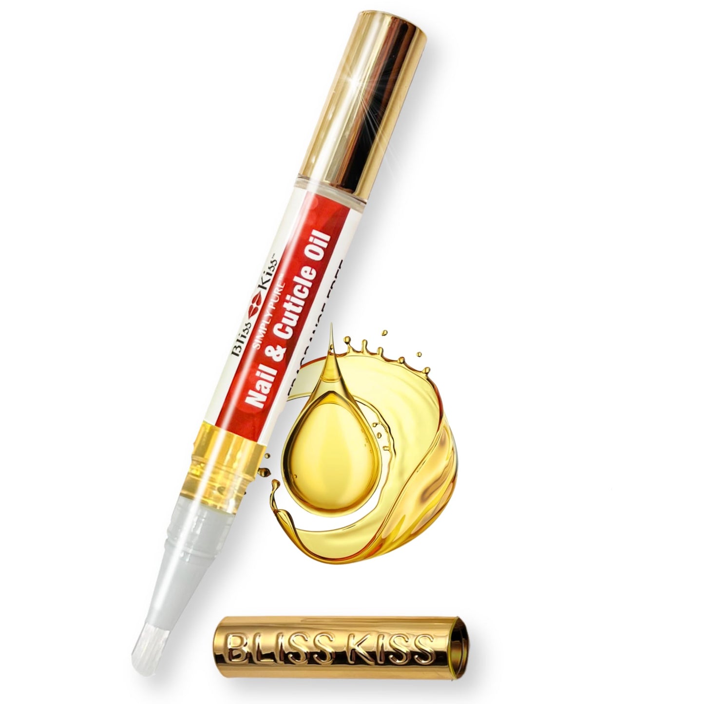 Bliss Kiss Fragrance Free Nail Oil Cuticle Pen with Vitamin E & Jojoba - Nail Strengthener Nail Growth Serum for Brittle Peeling Breaking Thin Nails Beauty and Personal Care Bliss Kiss Default Title
