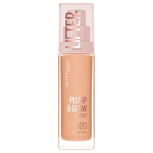 Maybelline Lifter Plump & Glow Foundation, Liquid Foundation with 2% Niacinamide + Hyaluronic Acid, Plumping and Brightening Face Makeup, 120, 1 Count