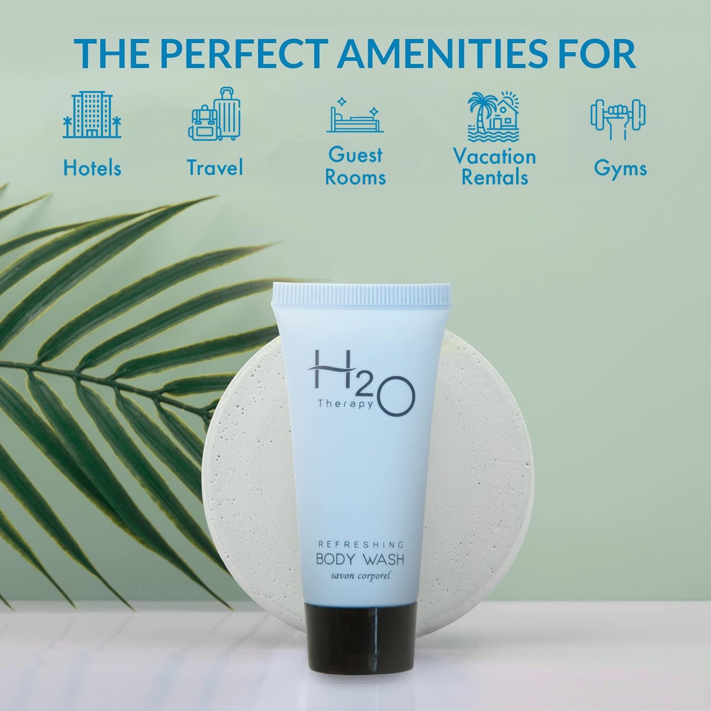 H2O Therapy Hotel Body Wash 0.85 oz Travel Size Bottles | Bulk 300 Pack | White Tea with Aloe & Olive Oil | Paraben Free Guest Amenities Complimentary Beauty & Personal Care H2O Therapy