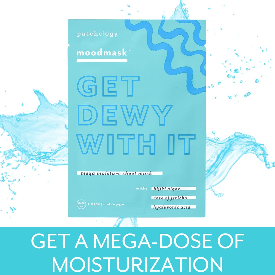 Patchology Moodmask Get Dewy With It Facial Sheet Mask - Men and Women Face Masks Skincare Sheet for Moisturizing, Hydrating, and Dewy Skin - Best