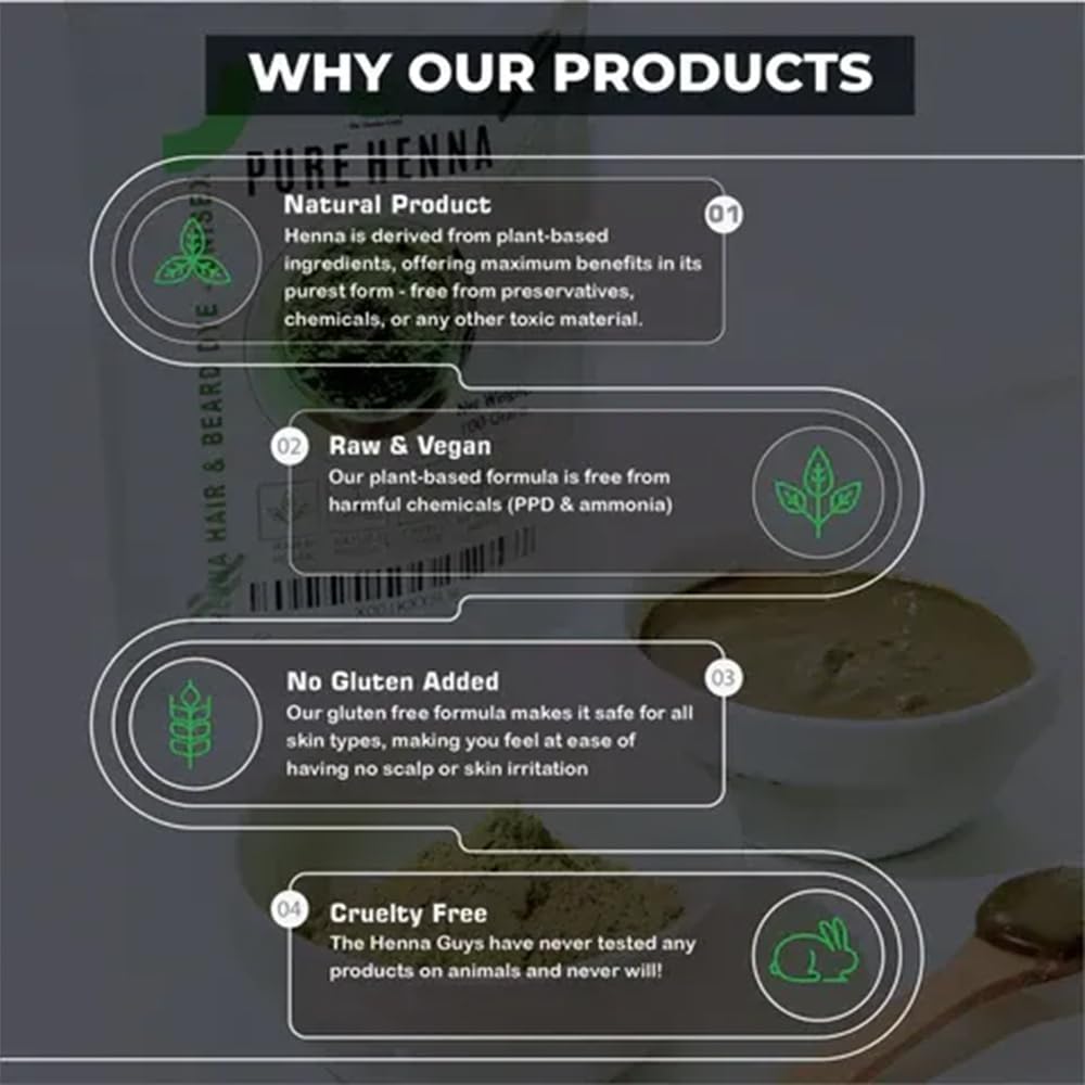 1000 Grams - 100% Pure Henna Powder For Hair Dye - Red Henna Hair Color, Best Red Henna For Hair - The Henna Guys