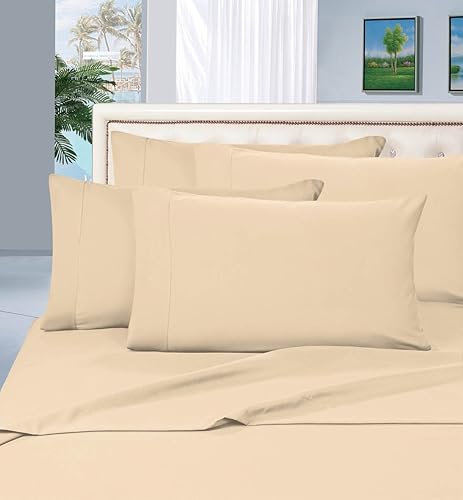 Elegance Linen 2pc Pillow Cases 90 GSM Microfiber - Available in Many Sizes and Many Colors,Full/Queen, Beige