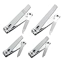 4 Pcs Professional Stainless Steel Toenail Clipper and Fingernails by QLL - Swing Out Nail Cleaner/File - Sharpest Stainless Steel Clipper - Wide Easy