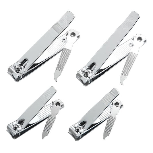 4 Pcs Professional Stainless Steel Toenail Clipper and Fingernails by QLL - Swing Out Nail Cleaner/File - Sharpest Stainless Steel Clipper - Wide Easy Beauty & Personal Care QLL