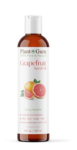 Plant Guru Grapefruit Seed Oil 8 fl. oz. Cold Pressed 100% Pure & Natural Carrier - Skin, Face, Body & Hair Growth Moisturizer. Great for DIY Creams Beauty & Personal Care Plant Guru