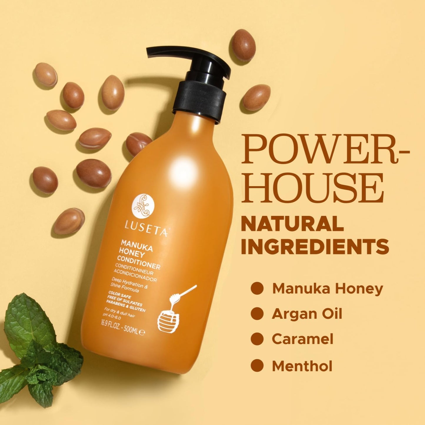 Luseta Manuka Honey Conditioner Hydrate & Repair for Dry and Dull Hair Adds Shine & Restore Softness Moisturizing for Damaged Hair 16.9oz