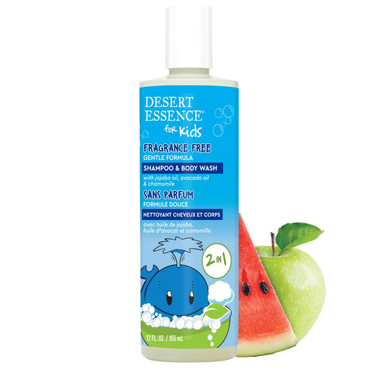 Desert Essence Kids Fragrance Free 2-in-1 Shampoo & Body Wash, Gentle Cleanser for Children’s Hair and Skin, Tear-Free Bath Wash for Kids, 12 fl oz Beauty & Personal Care Desert Essence