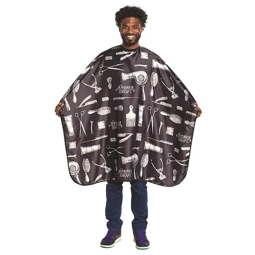 Scalpmaster Barber Print Styling Cape Snap Closure CA-4141