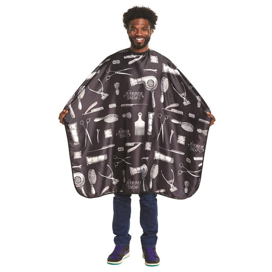 Scalpmaster Barber Print Styling Cape Snap Closure CA-4141