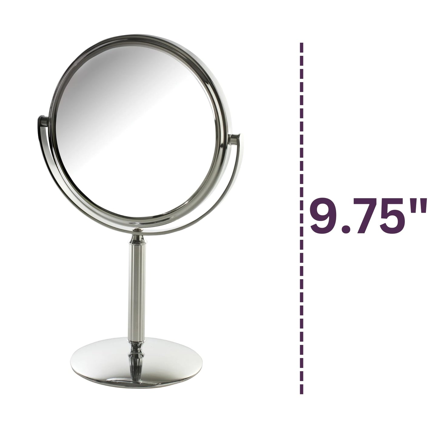 Model's Choice Two-Sided Tabletop Makeup Mirror - Makeup Mirror with 5X Magnification & Swivel Design - Portable 5.5-Inch Diameter Mirror in Chrome
