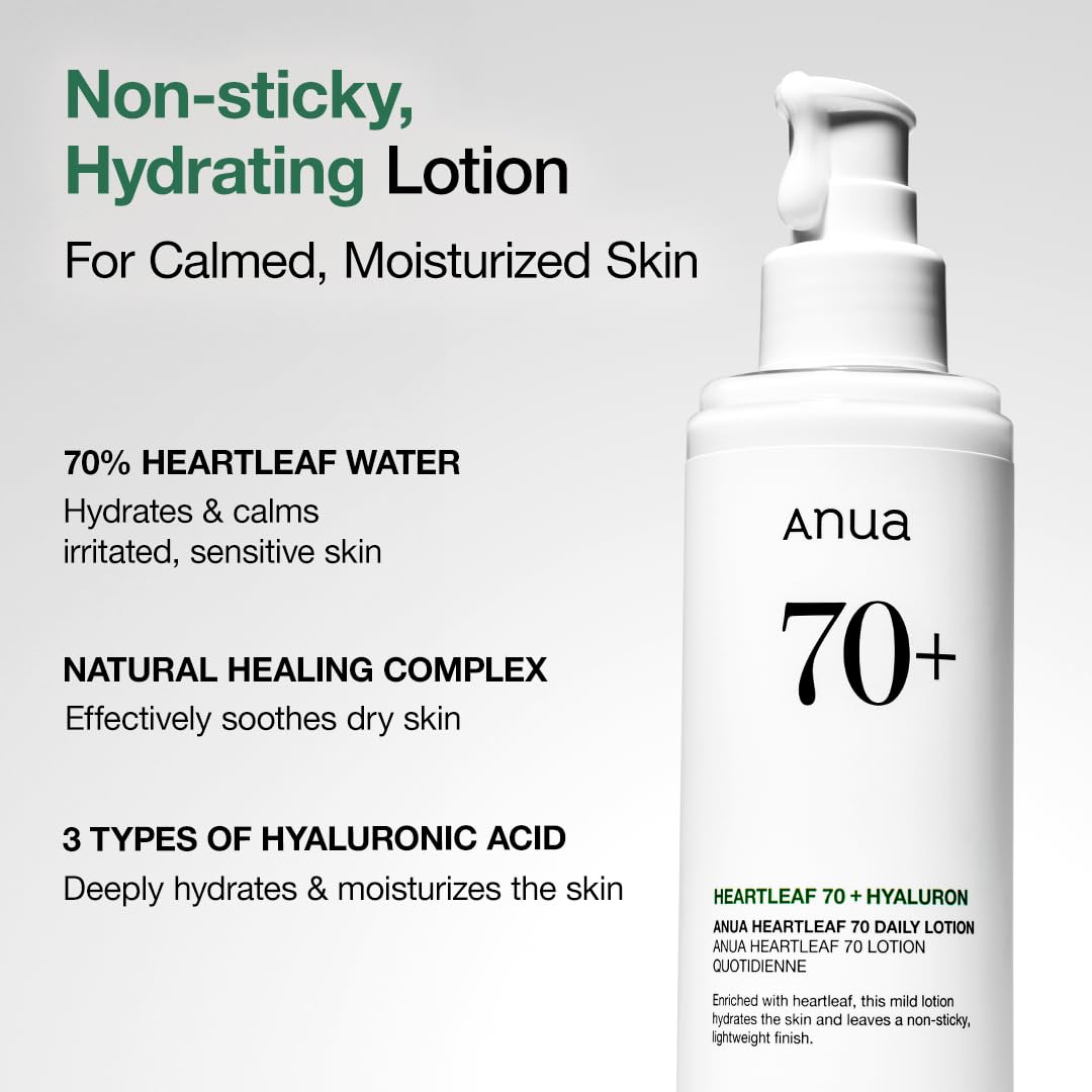 Anua Heartleaf Daily Lotion, Lightweight Face Moisturizer with Hyaluronic Acid, Gentle & Calming Face Cream for Soothing, Hydration, & Moisture Beauty and Personal Care ANUA