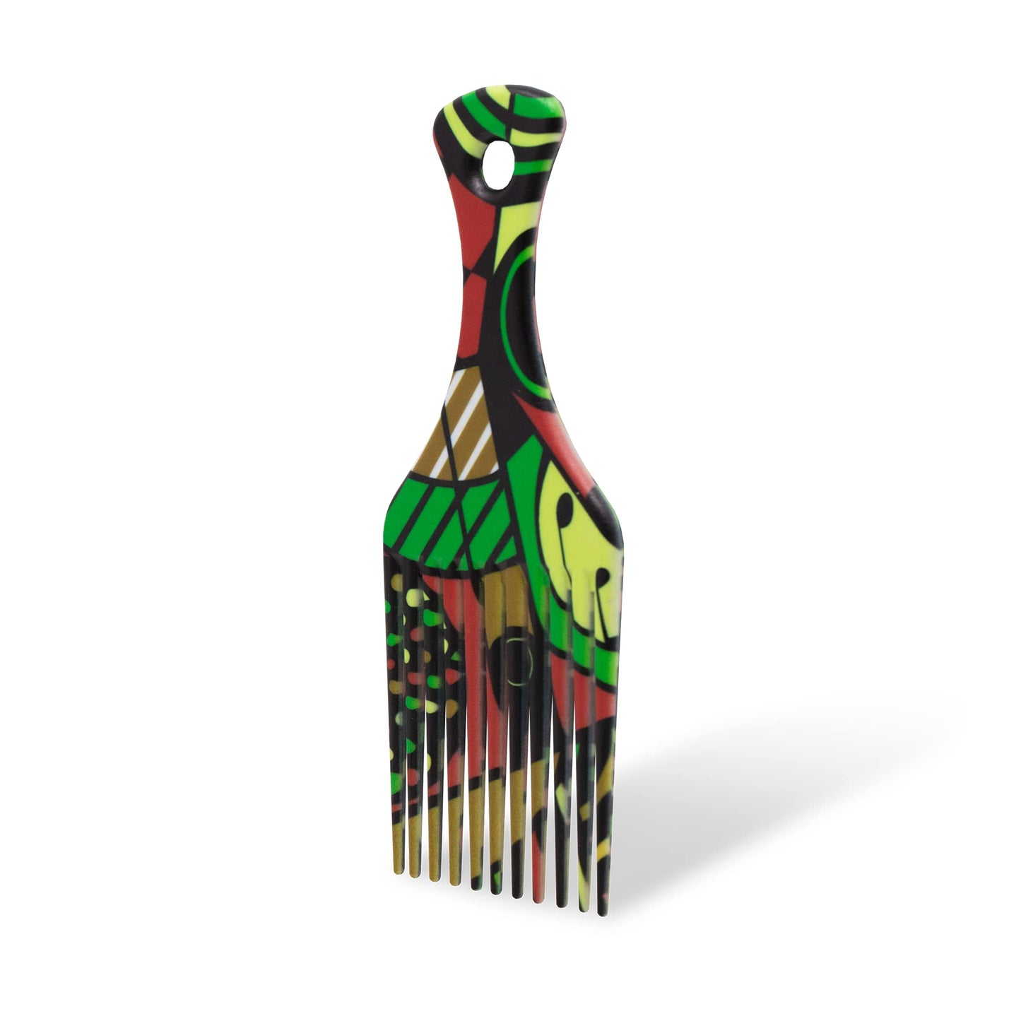 Afropick Anti-Static Plastic Black Hair Pick for Natural Curly Long Thick Hair- Afro Pick Comb for Men, Women- African Artist Designs (Harlem)