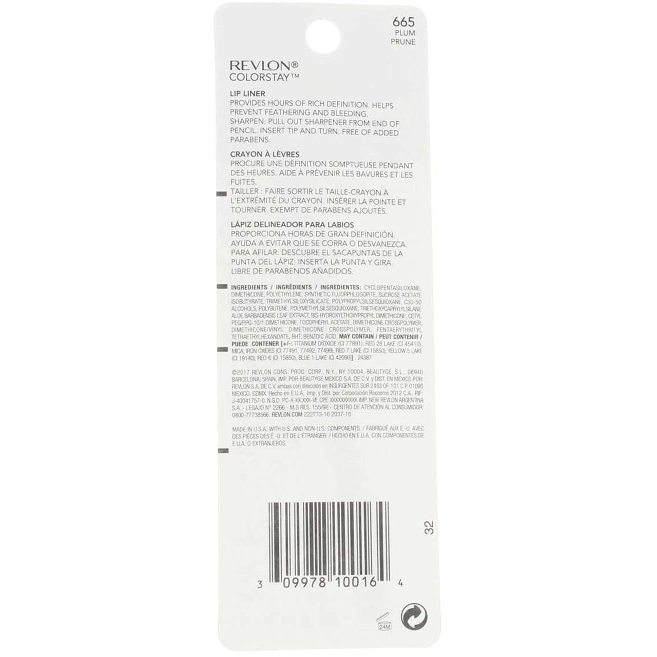 Revlon ColorStay Lipliner with SoftFlex, Plum 665, 0.01 Ounce
