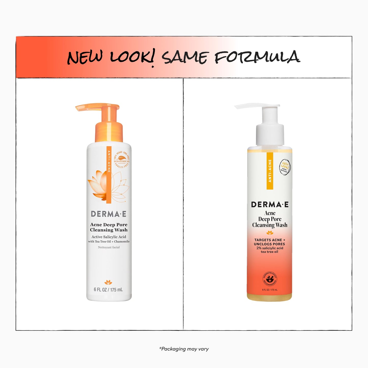 Derma E Acne Deep Pore Cleansing Wash - Blemish Control Facial Cleanser with Salicylic Acid - Gentle Oil Control Face Wash Soothes and Balances Skin