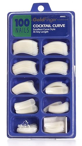Gold Finger 100 Acrylic Plain Nails (1 PACK, Cocktail Curve)
