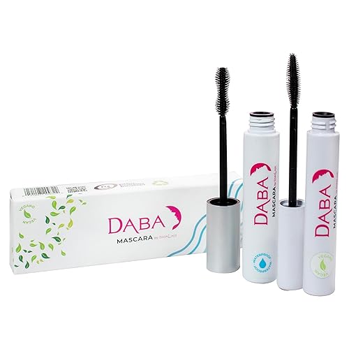 DABALASH Daba Duo - Waterproof Mascara & Gentle Vegan Mascara in Very Black - Promotes Longer, More Voluminous & Defined Lashes - Paraben