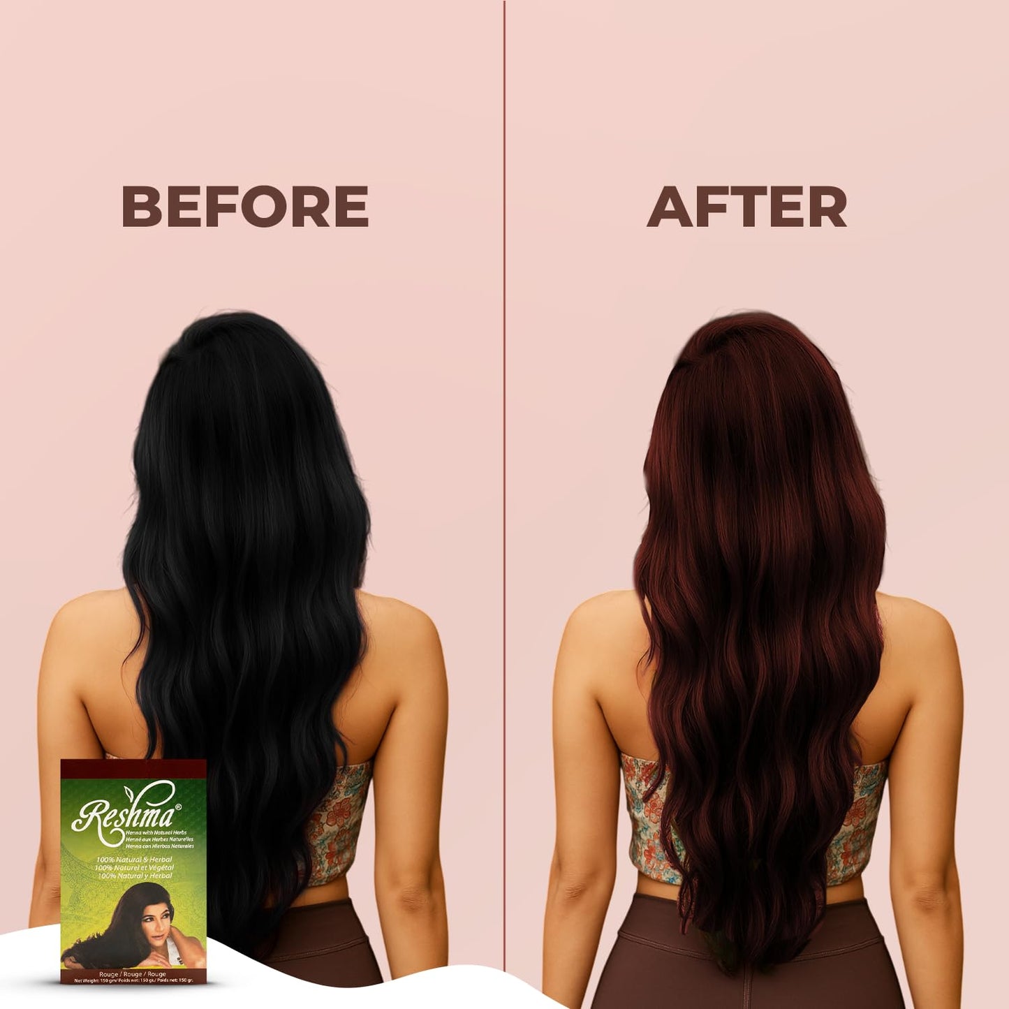 Reshma Beauty Ayurvedic Henna Hair Color Blend - Henna, Indigo & Herbal Extracts - Natural Red/Rouge Hair Color for Gray Blending - Heena Mehendi