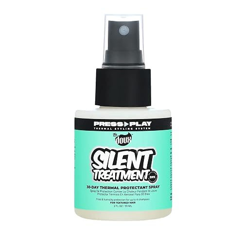 The Doux SILENT TREATMENT Anti-Frizz Heat Protectant Spray for Curly Hair - 30-Day Humidity Shield Hairspray with Keratin & Corn Starch - Travel Size