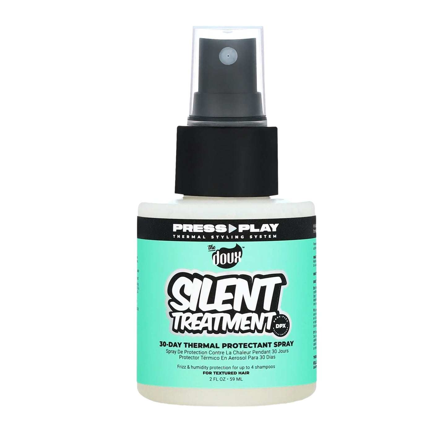 The Doux SILENT TREATMENT Anti-Frizz Heat Protectant Spray for Curly Hair - 30-Day Humidity Shield Hairspray with Keratin & Corn Starch - Travel Size