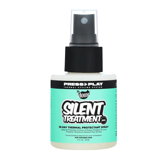 The Doux SILENT TREATMENT Anti-Frizz Heat Protectant Spray for Curly Hair - 30-Day Humidity Shield Hairspray with Keratin & Corn Starch - Travel Size