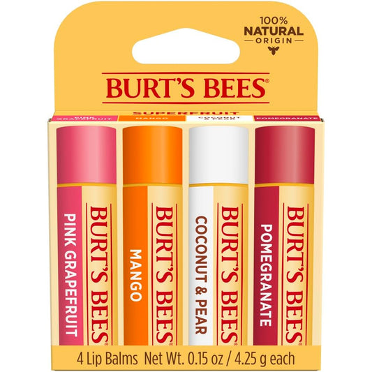 Superfruit Moisturizing Lip Balm Pack Burt's Bees 4 x 0.15 oz 0.15oz Pomegranate Lip Balm Beauty and Personal Care Burt's Bees