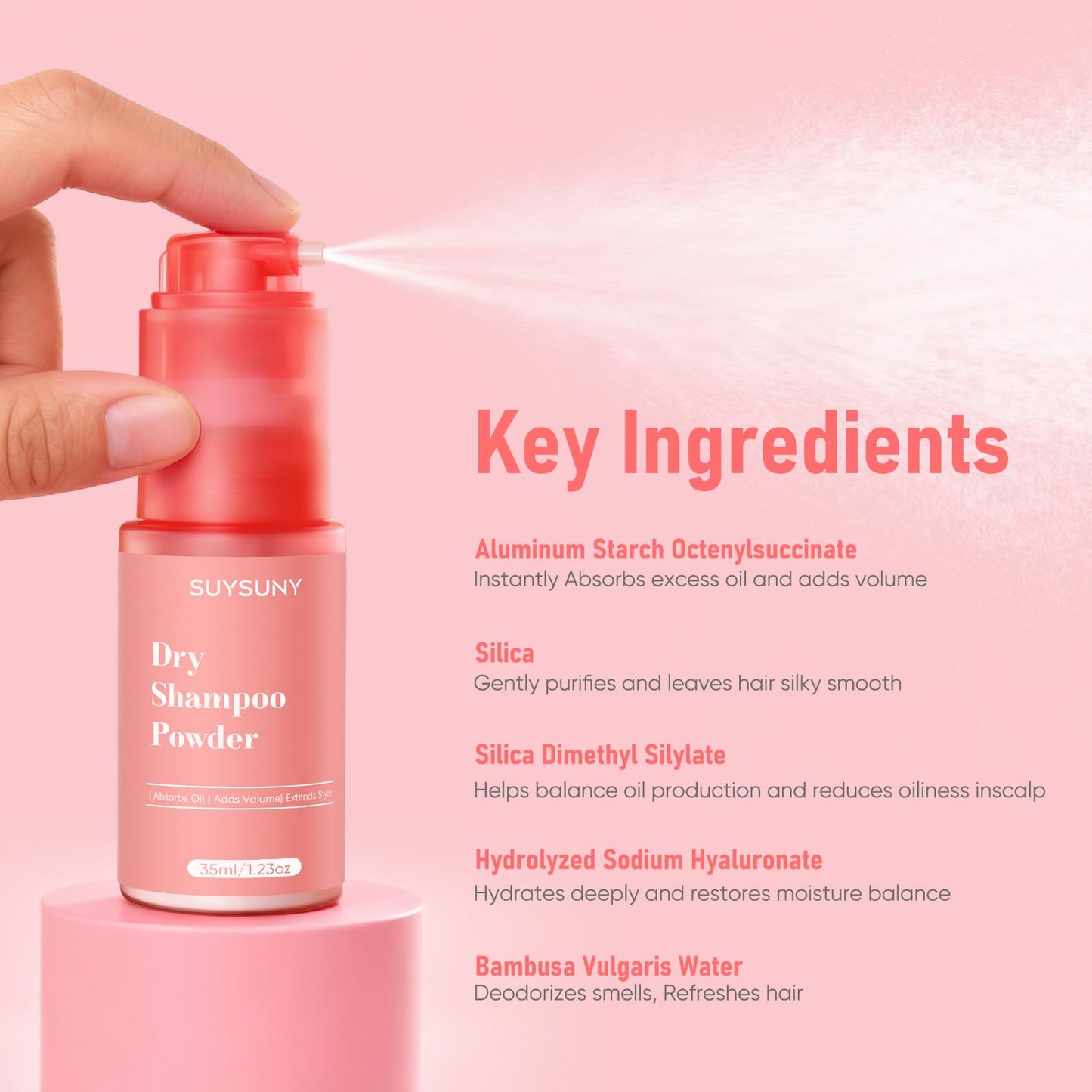 Dry Shampoo Powder for Women and Men,1.23oz Travel Size Waterless Dry Shampoos Spray for Thick, Fine,Dry Oily Hair,Non Aerosol Dry Volumizing Shampoo Beauty and Personal Care SUYSUNY