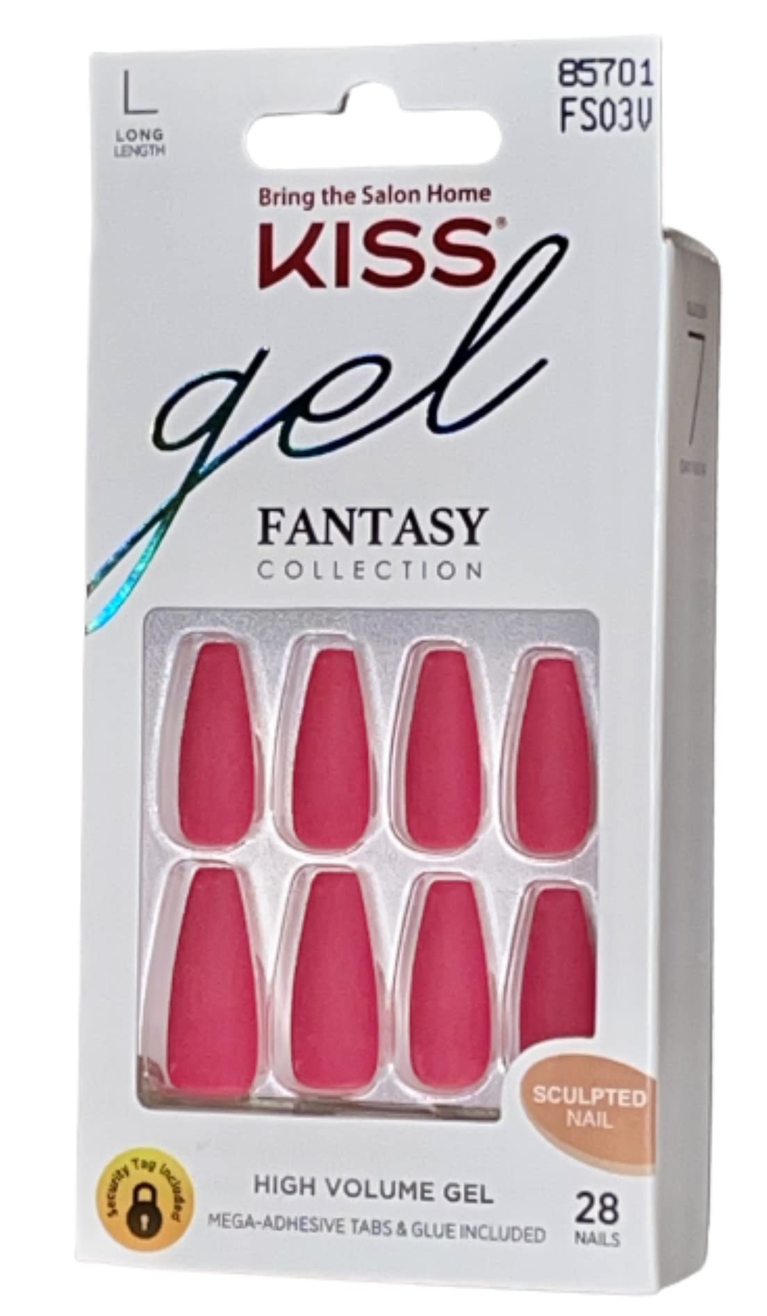 Kiss Gel Fantasy Matte Pinkish Red Long Length Coffin Shape Nails (Pack of 1) Beauty & Personal Care KISS