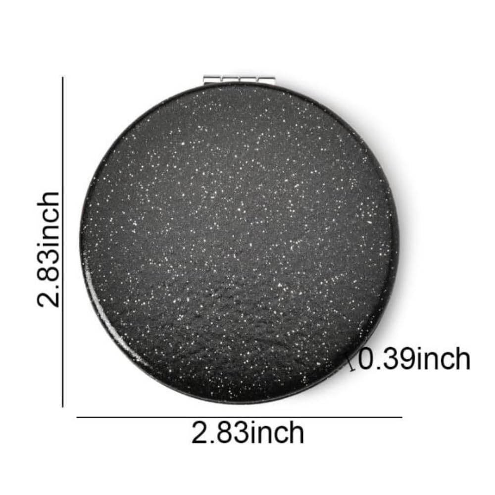 mpowtech Pocket Compact Mirror for Men and Women, Small Purse Mirror With Glitter, Portable Travel Makeup Mini 2-Sided 1x/2x Magnifying Folding