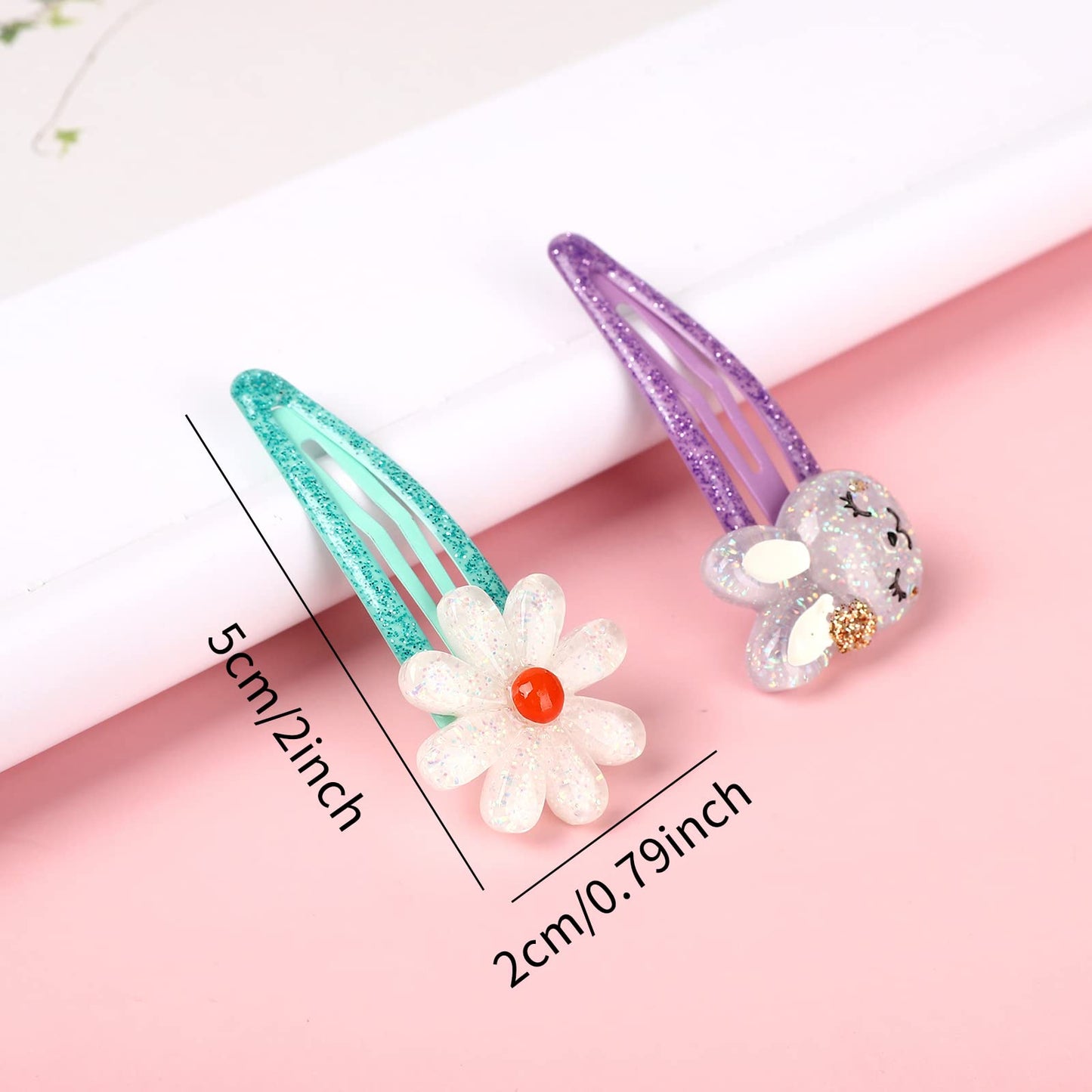 Girls Unicorn Hair Clips Toddler Girls Snap Clips with Cute Flower Pattern,Lovely Rabbit Metal Snap Hair Pins,Cute Flower Hair Clip for Toddlers
