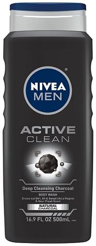 NIVEA FOR MEN Body Wash Active Clean 16.9 oz (Pack of 12)