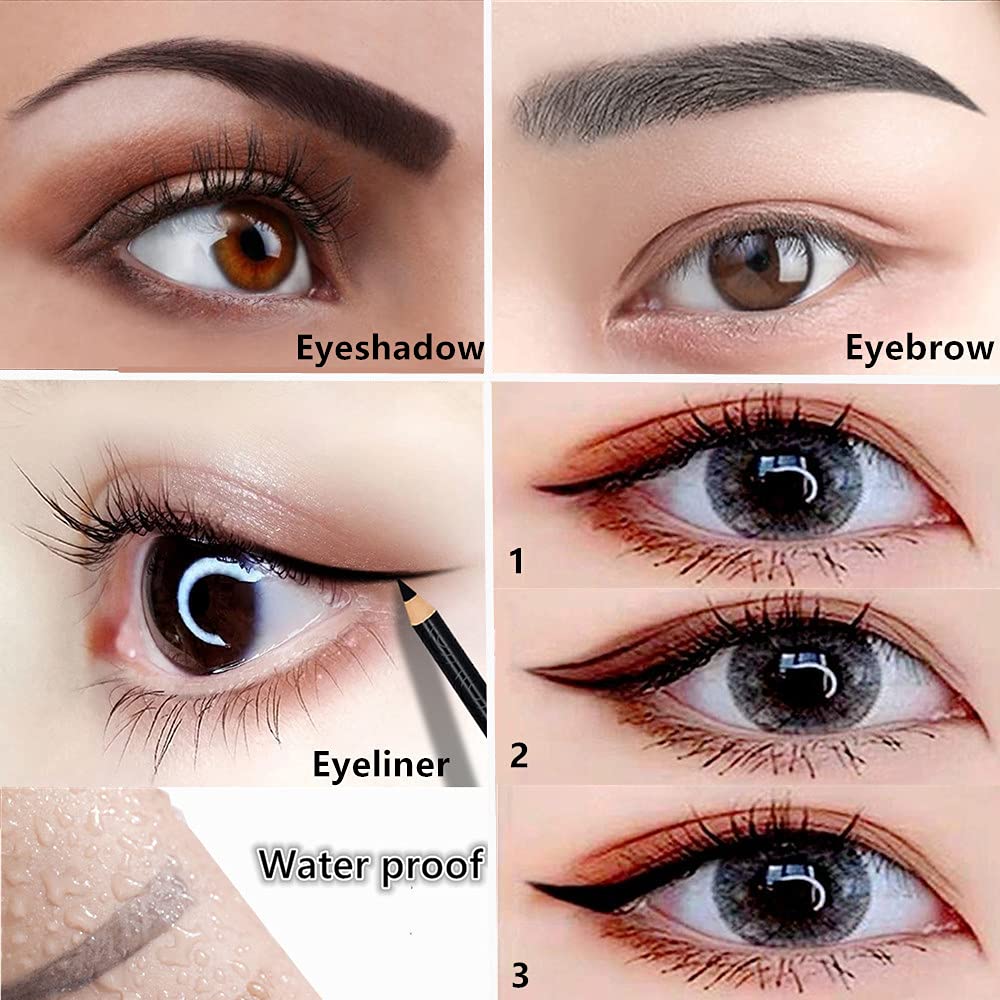Go Ho 6 PCS Eyebrow Eye Liner Pencil Set,Easy to Color Sweatproof Eye Brow Pencil,Professional Long-lasting Eyeliner Gel Makeup Brow Tint Pen,3