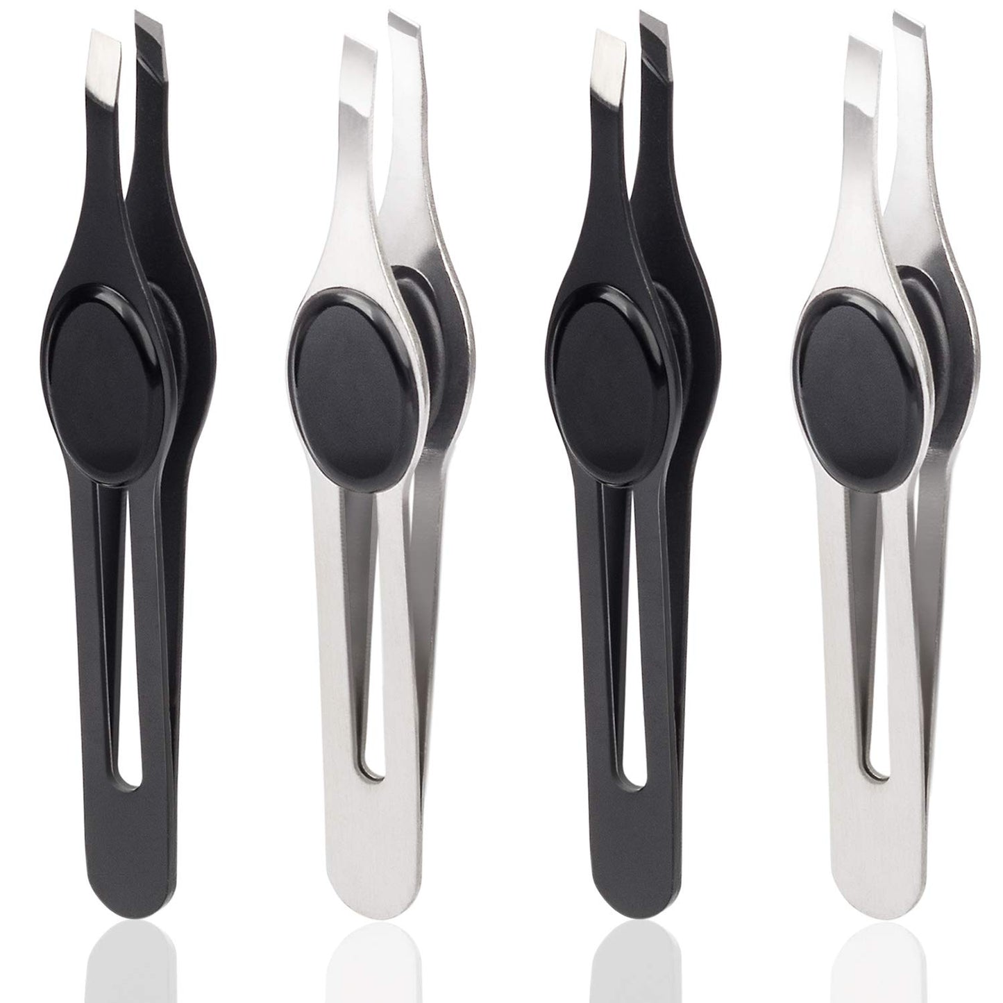 ANCIRS 4 Pack Tip Tweezers for Eyebrow, Non-Slip Grip Tip Tweezers, Professional Stainless Steel Precision Pointed Blackhead Splinter Removal Tool
