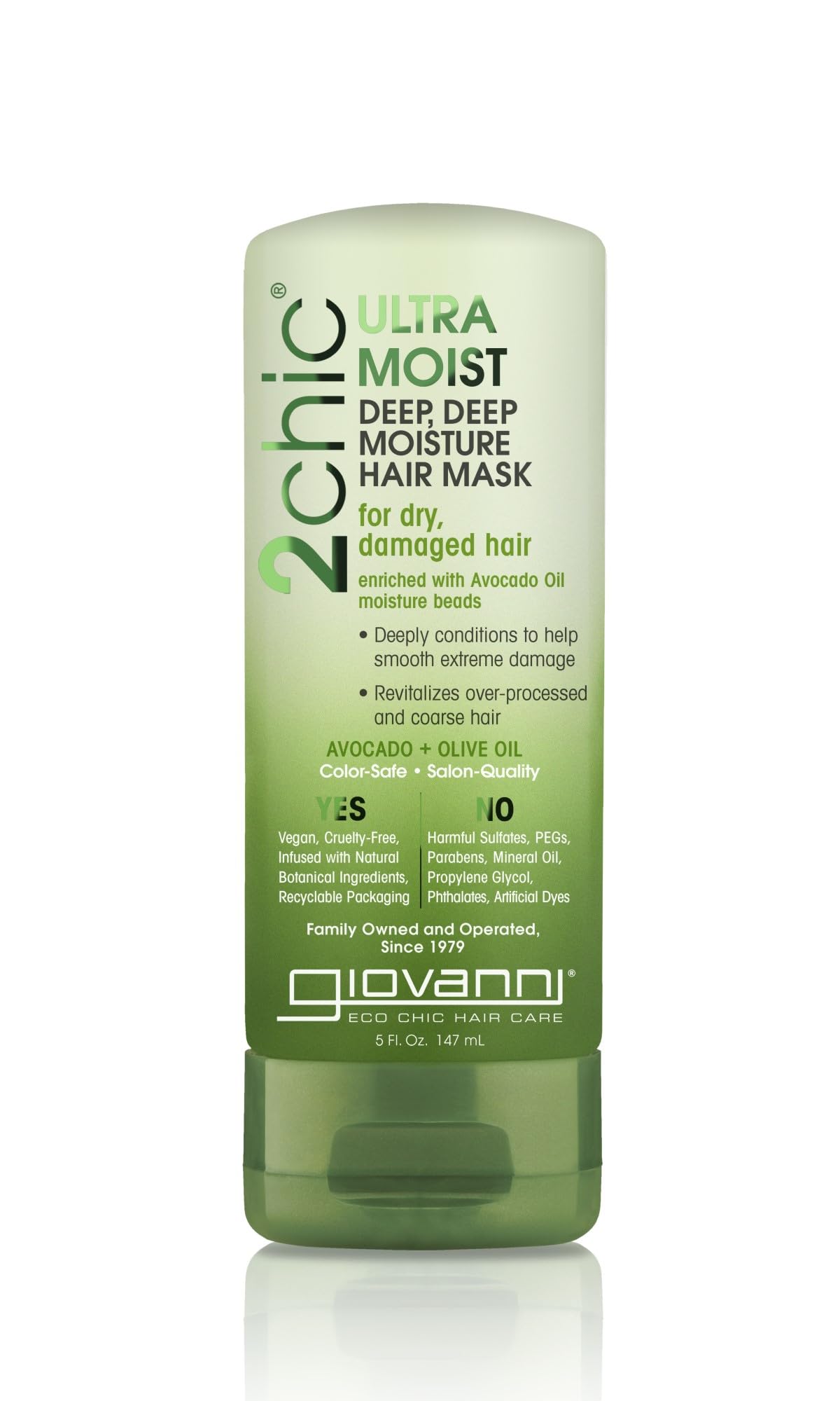 GIOVANNI 2chic Ultra-Moist Deep, Deep Moisture Hair Mask - Avocado & Olive Oil, Creamy Hydration Formula, Enriched with Aloe Vera, Shea Butter