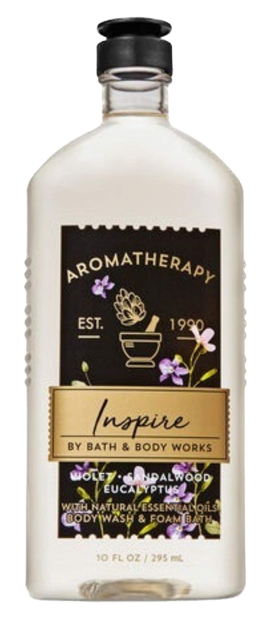 Bath & Body Works Inspire Body Wash and Foam Bath - Violet + Sandalwood + Eucalyptus - 10 ounce bottle