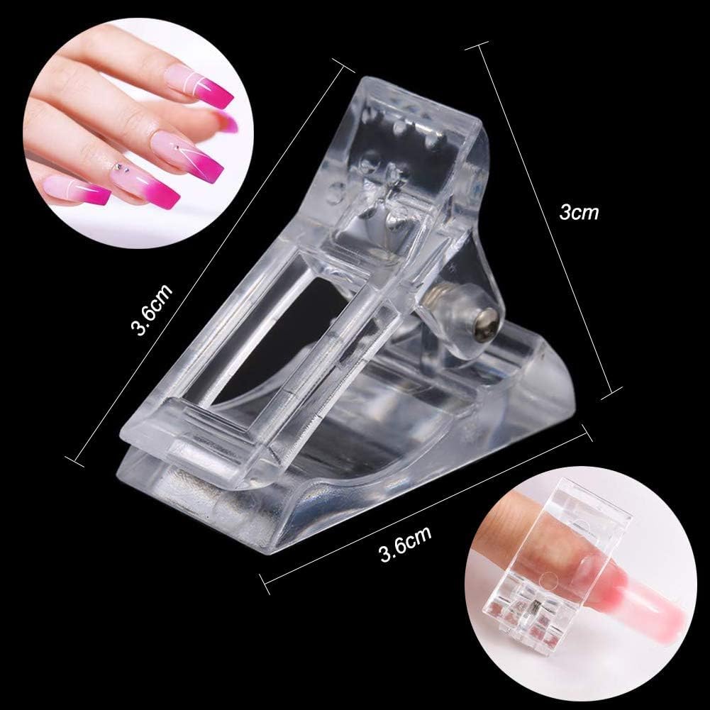 EBANKU 100 PCS Clear Nail Extension Form Tips Dual Nail Mold Full Cover UV Polygel Gel Tools Acrylic Nail System Forms Set with Black Dual-Ended