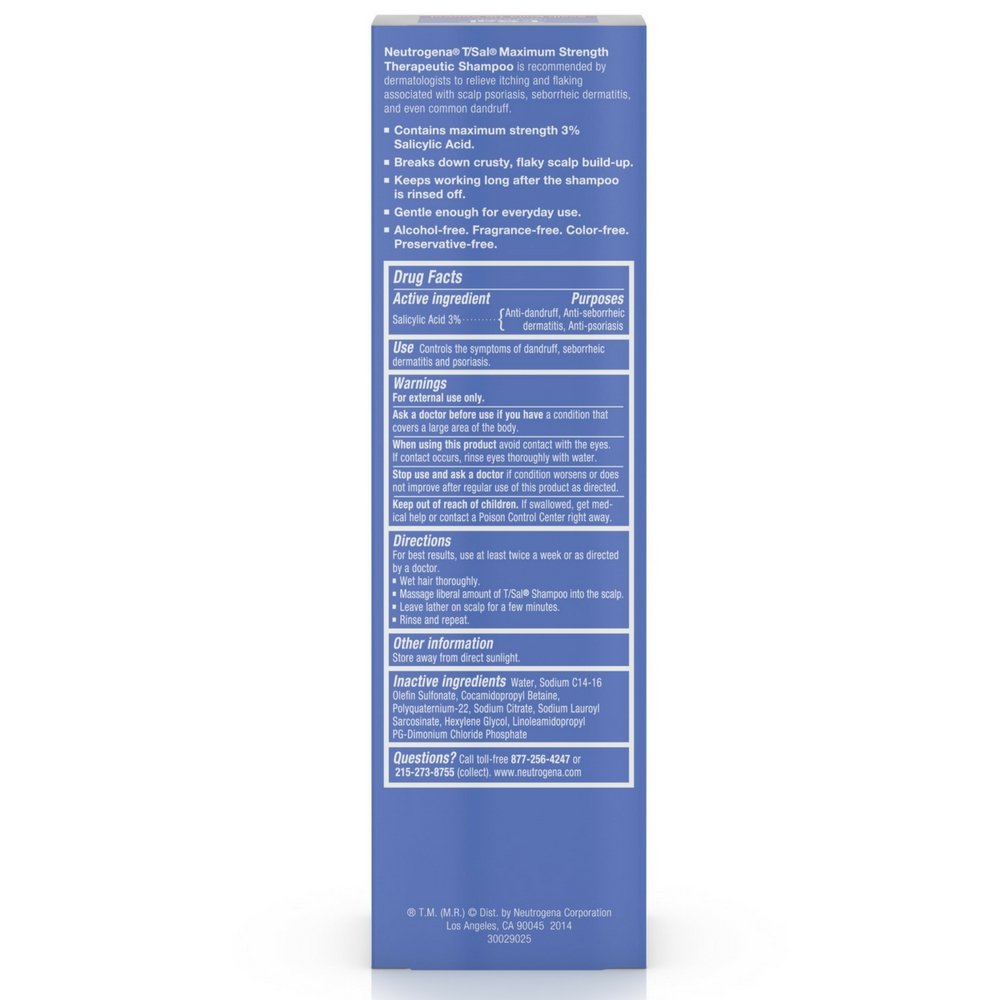 Neutrogena T/Sal Therapeutic Shampoo, Scalp Build-Up Control 4.5 oz (Pack of 7)