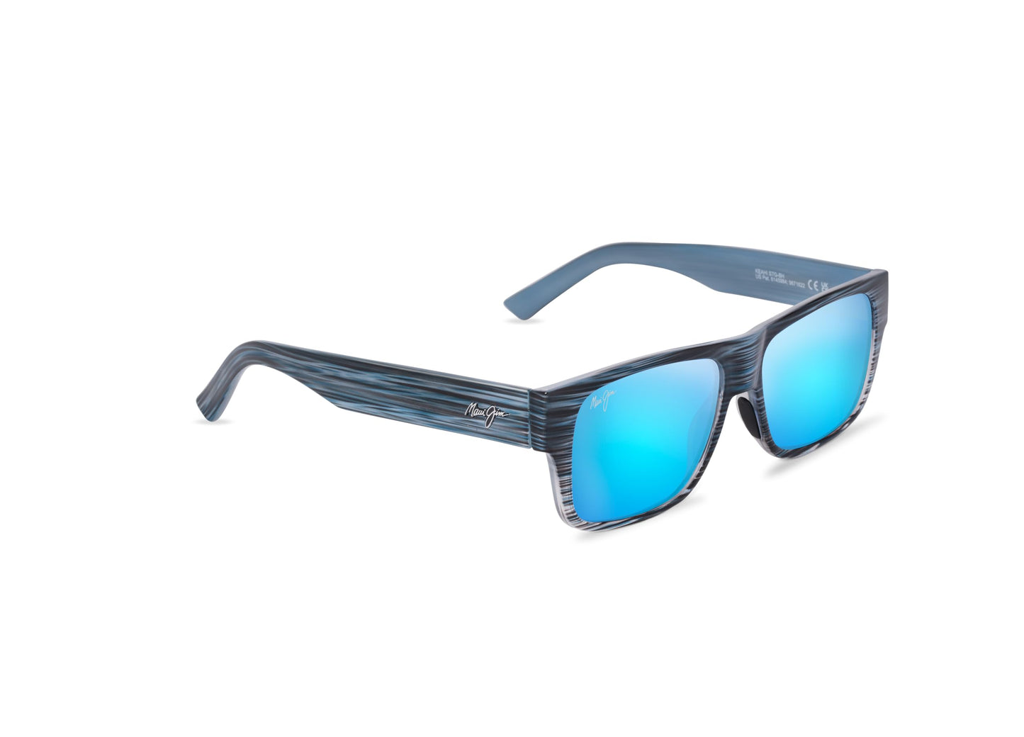 Maui Jim Men's & Women's Keahi Polarized Rectangle Sunglasses, Blue Stripe/Blue Hawaii Polarized, Medium