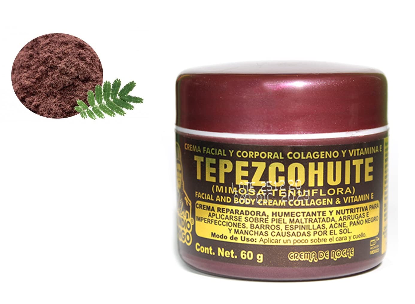 DEL INDIO PAPAGO Tepezcohuite Night Facial Skin Cream 60g / 2.02 Fl Oz + Neutral Soap with Tepezcohuite 125g - Mexican Beauty - For All Skin Types
