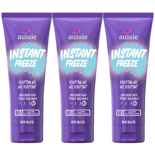 Aussie Instant Freeze Sculpting Hair Gel, Maximum Hold, No Flaking, Long-Lasting, with Jojoba Oil, Sea Kelp, Australian Aloe, Frizz Control, Citrus
