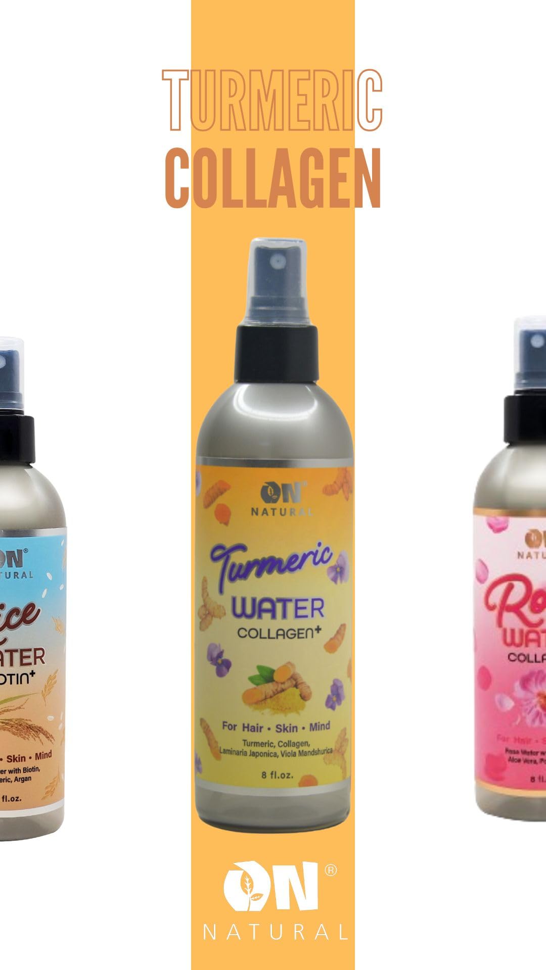 Turmeric Water Collagen Facial and Hair Mist, 8oz Facial and Hair Mist