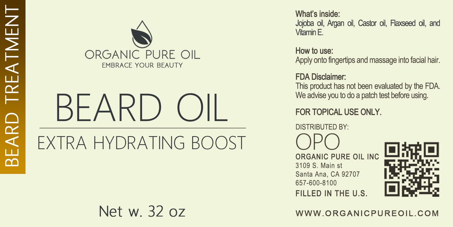 Unscented Beard Oil - Natural, Non-GMO, Facial Hair Hydrating & Conditioning Oil Blend - 32 oz - Bulk Sized, Promoting Growth and Silky Smooth Hair