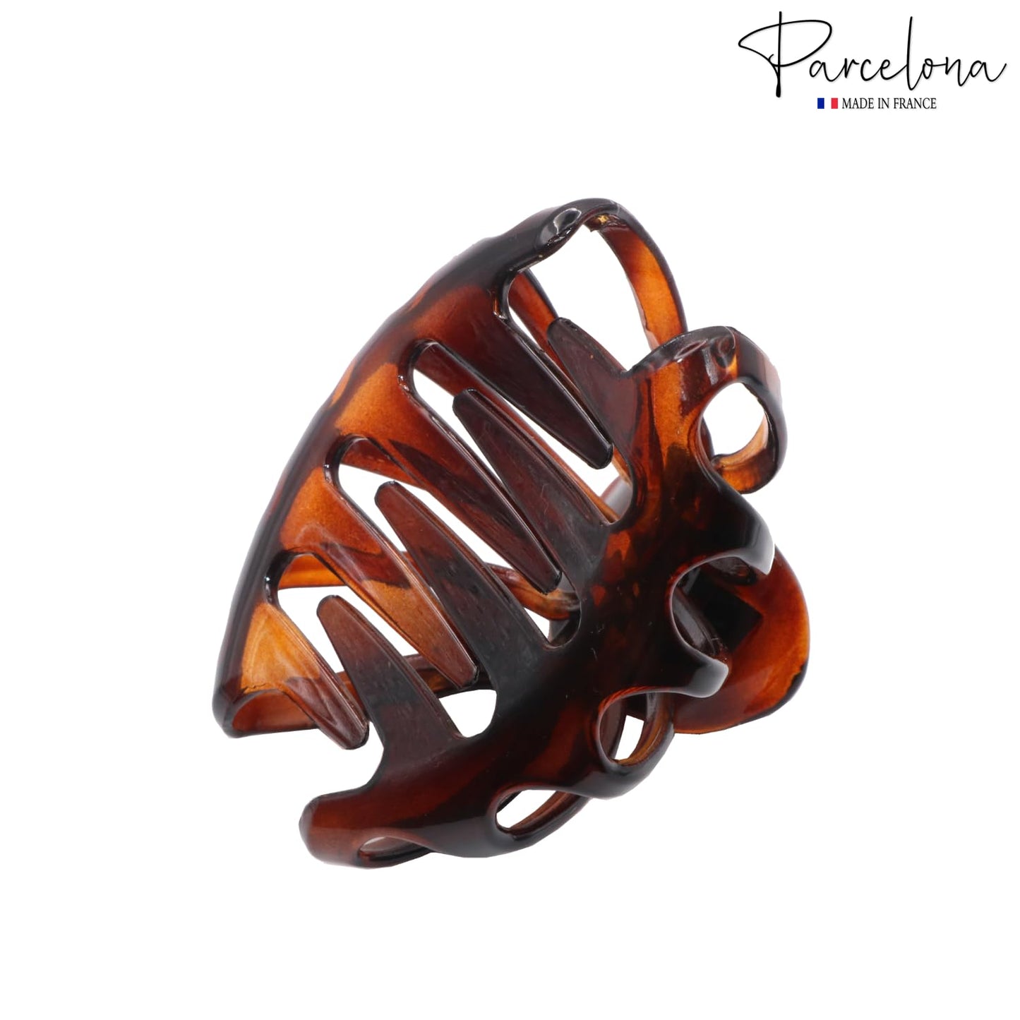 Parcelona French Octopus Large Wide Tortoise Shell Celluloid Acetate Jaw Hair Claw Clip for Women