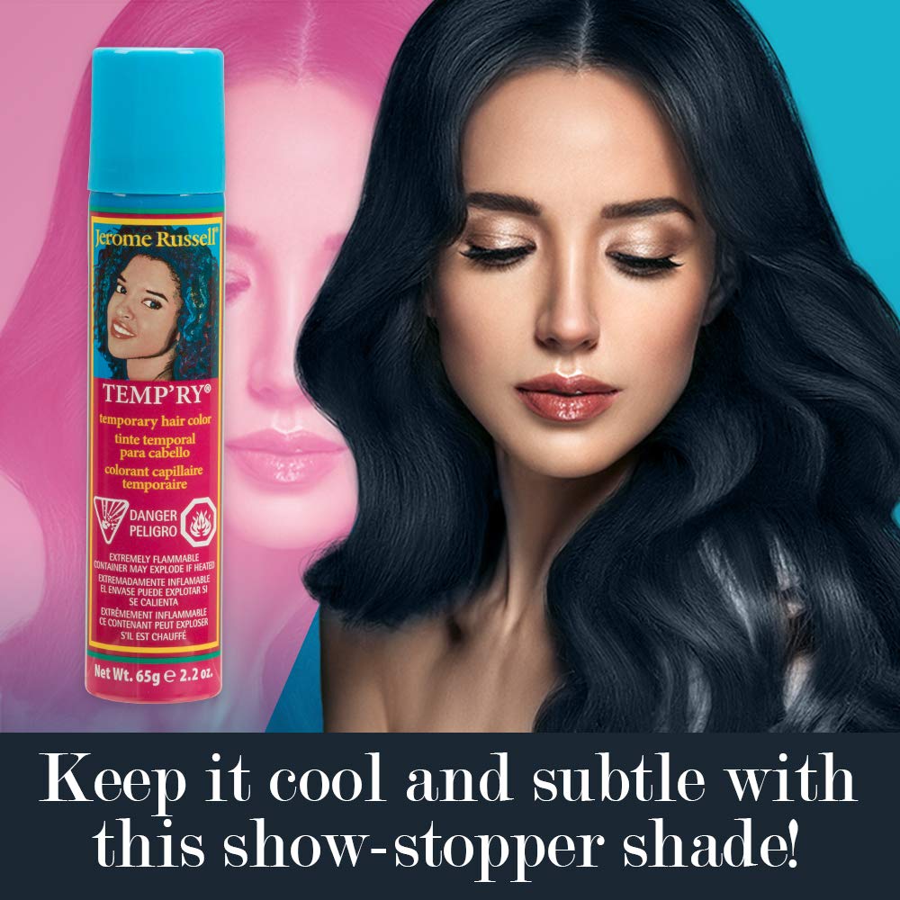 Jerome Russell Temp'Ry Spray-On Blue-Black Hair Color, 2.2Oz X 3 Pack