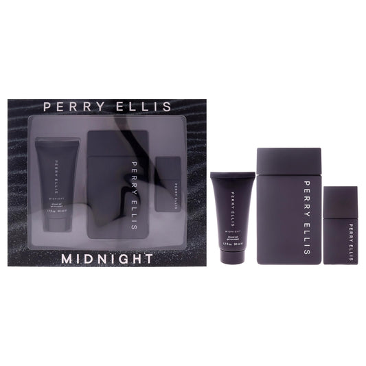 Midnight by Perry Ellis for Men - 3 Pc Gift Set 3.4oz EDT Spray, 0.25oz EDT Spray (Mini), 1.7oz Shower Gel Beauty & Personal Care Perry Ellis