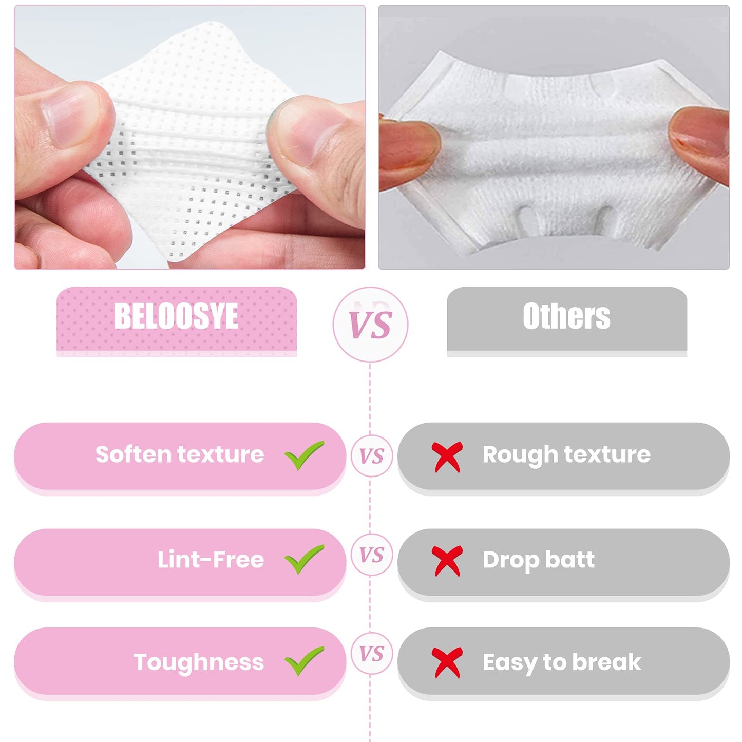 400 PCS Eyelash Extension Glue Wipes,Lint Free Nail Wipes,Super Absorbent Soft Non-woven Fabric Adhesive Nail Polish Remover Wipe, Glue Wiping Cloth
