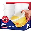Stock Your Home 64 oz Plastic Deli Containers with Lids (8 Pack), Half Gallon Reusable Freezer Containers, Disposable Food Storage Containers…