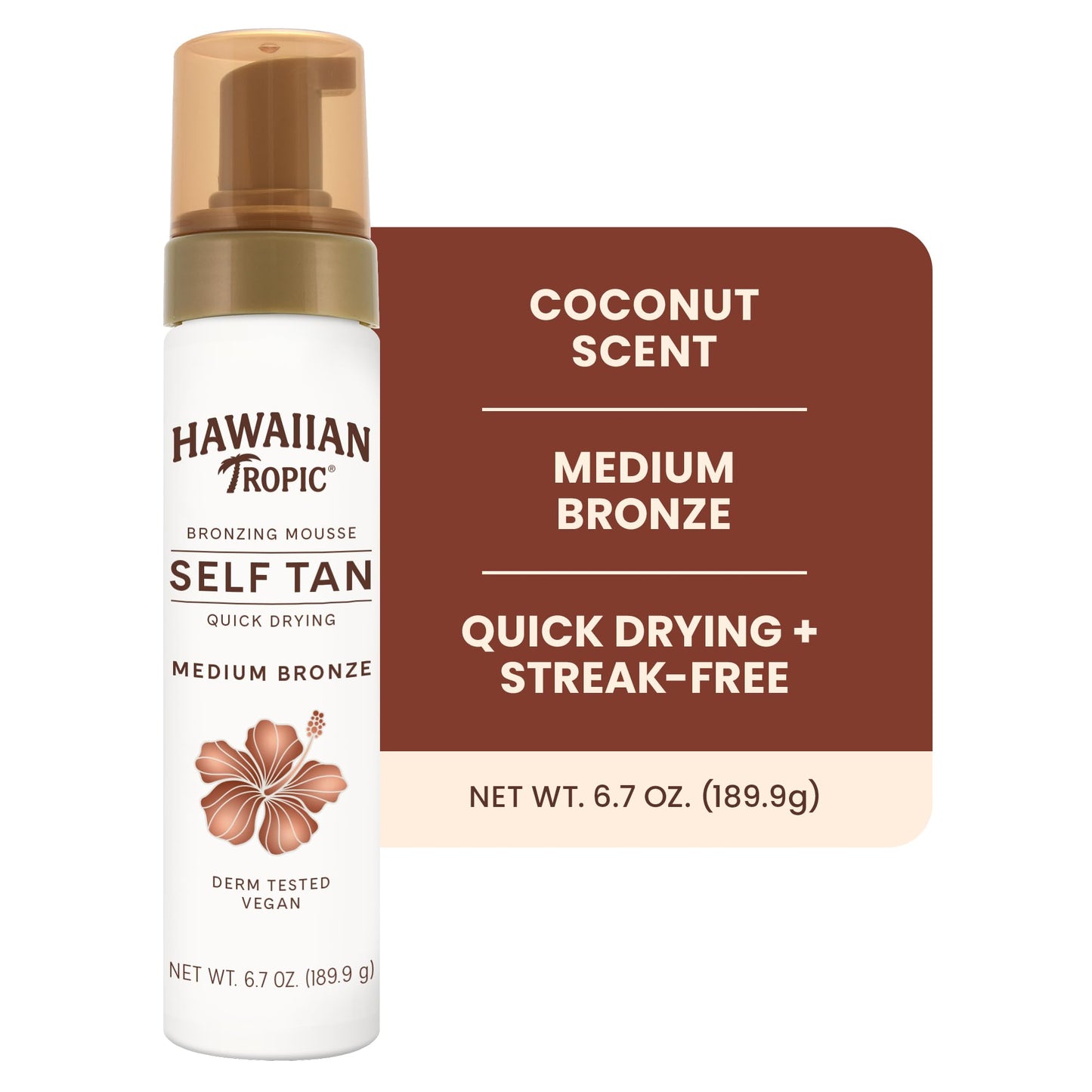 Hawaiian Tropic Aloha Glow Self Tanning Mousse, Express Tan, 6.7 oz, Self Tanner Mousse, Fake Tan, Self Tan Mousse, 1 Hour Express Self Tanner Foam